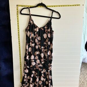 Lascana Black Peach Floral dress with cinch waist size 40